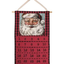 Clearance The Jolly Christmas Shop Primitives By Kathy 33" Red And Black Check Santa Advent Calendar 110094