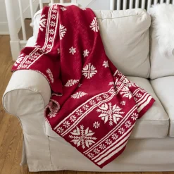 Discount The Jolly Christmas Shop Primitives By Kathy 60" Red And White Nordic Christmas Throw Blanket 37387
