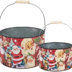 Clearance The Jolly Christmas Shop Primitives By Kathy Set Of 2 Vintage Christmas Buckets 115340