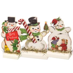 Clearance The Jolly Christmas Shop Primitives By Kathy Set Of 3 Retro Snowmen Stand Up Christmas Figures 32297