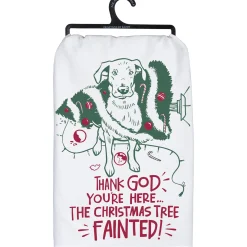 Outlet The Jolly Christmas Shop Primitives By Kathy The Tree Fainted Dog Christmas Tree Dish Towel 109663
