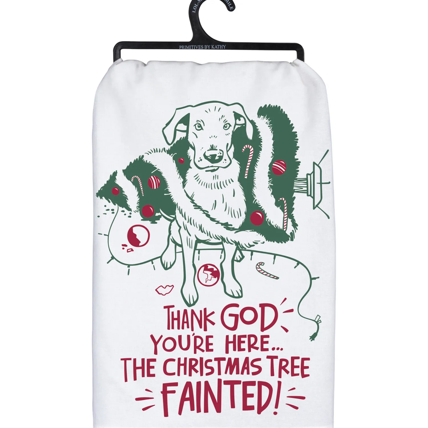 Outlet The Jolly Christmas Shop Primitives By Kathy The Tree Fainted Dog Christmas Tree Dish Towel 109663