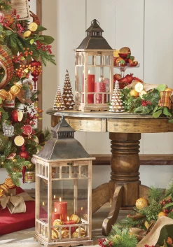 The Jolly Christmas Shop Raz 23" & 30" Metal And Wood Christmas Lantern Set 4018501
