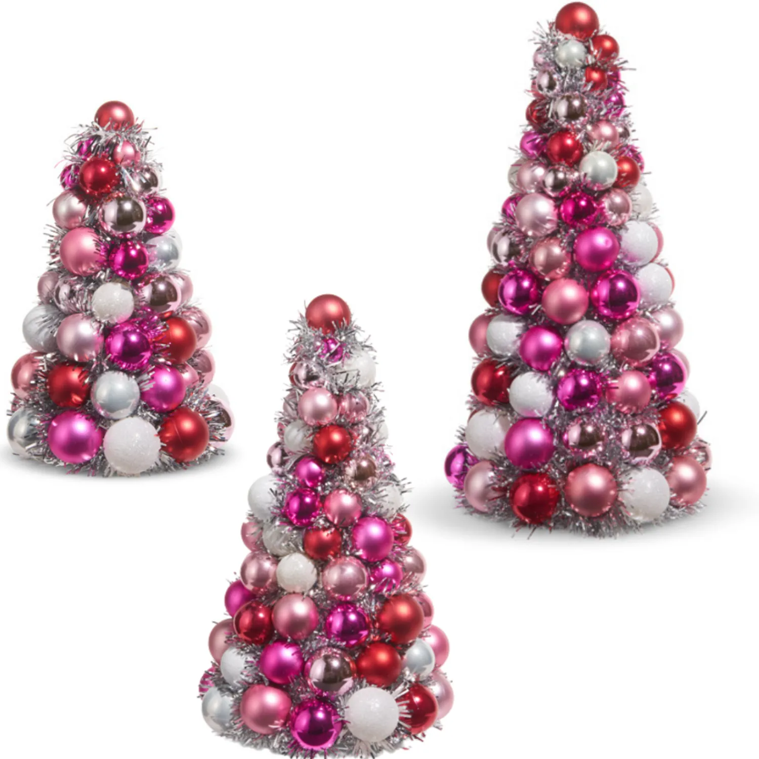 Clearance The Jolly Christmas Shop Raz 10", 13", Or 15.5" Pink And Silver Ball Ornament Christmas Tree Decoration