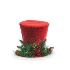 Clearance The Jolly Christmas Shop Raz 7", 10.5", Or 12" Red Top Hat Christmas Decoration