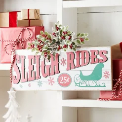 Hot The Jolly Christmas Shop Raz 28" Sleigh Rides Christmas Wall Sign 4312375