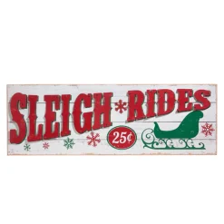 Hot The Jolly Christmas Shop Raz 28" Sleigh Rides Christmas Wall Sign 4312375