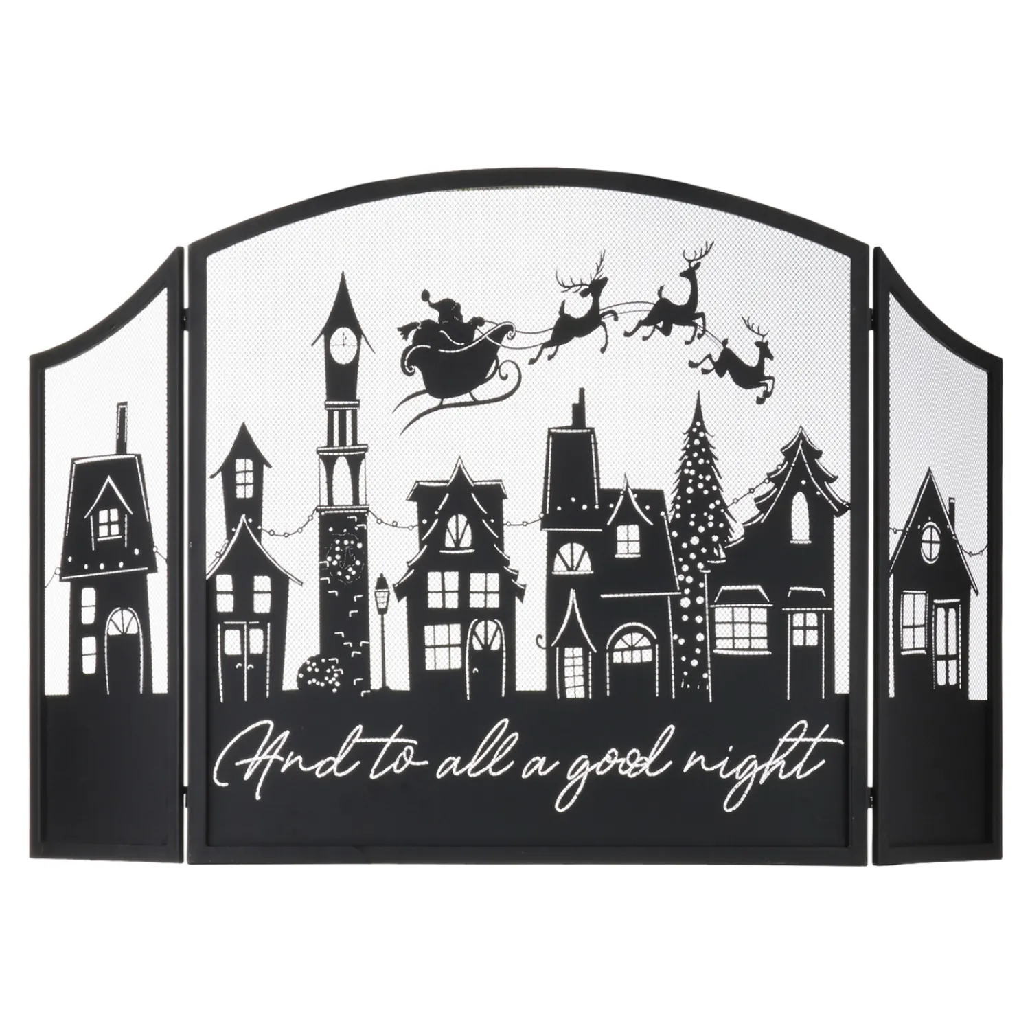 Best The Jolly Christmas Shop Raz 48" And To All A Good Night Christmas Fireplace Screen 4117027