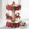 New The Jolly Christmas Shop Raz 8.5" Animated Musical Santa's Sleigh Carousel Christmas Decoration 4471351