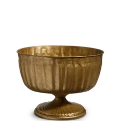 The Jolly Christmas Shop Raz 9.5" Antique Gold Pedestal Metal Bowl Christmas Decoration 4428125