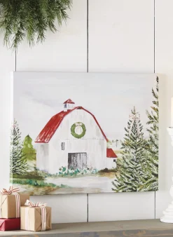 Outlet The Jolly Christmas Shop Raz 23.75" Barn Wall Art Christmas Sign 3957332