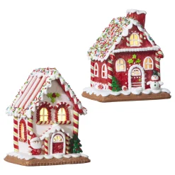 Sale The Jolly Christmas Shop Raz 7.25" Battery Operated LED Lighted Claydough Gingerbread House Christmas Figure 4016097