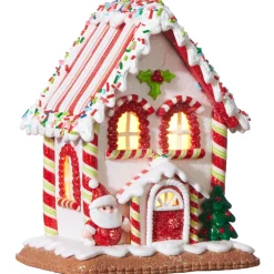 Sale The Jolly Christmas Shop Raz 7.25" Battery Operated LED Lighted Claydough Gingerbread House Christmas Figure 4016097