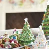 Hot The Jolly Christmas Shop Raz 8" Battery Operated Lighted White Or Metallic Green Ceramic Christmas Tree