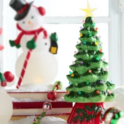 Sale The Jolly Christmas Shop Raz 13.75" Battery Operated Rotating Lighted Ceramic Christmas Tree 4319111