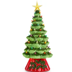 Sale The Jolly Christmas Shop Raz 13.75" Battery Operated Rotating Lighted Ceramic Christmas Tree 4319111