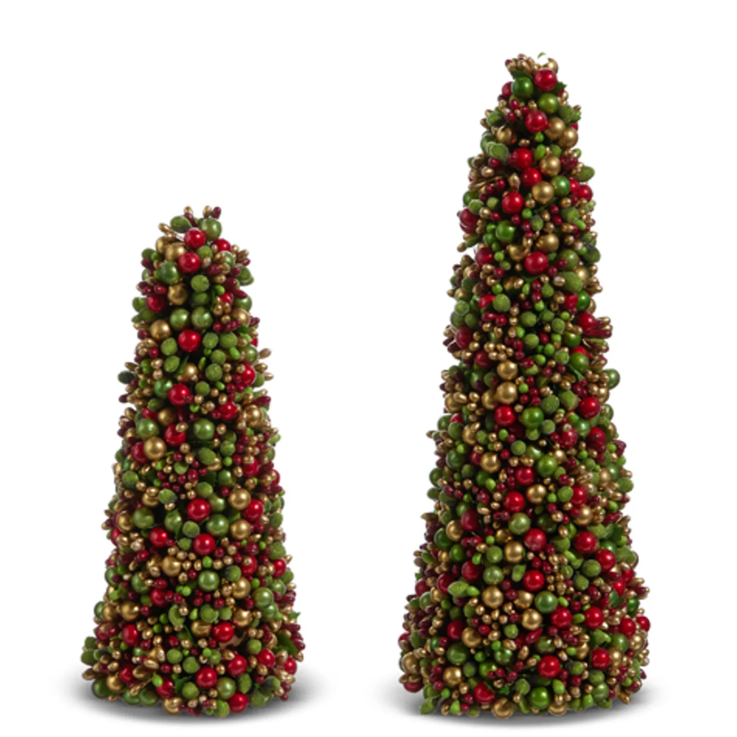 The Jolly Christmas Shop Raz 12" Beaded Berry Cone Christmas Tree Decoration Set Of 2 4410113
