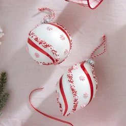 Hot The Jolly Christmas Shop Raz 4.5" Beaded Peppermint And Pink Glass Christmas Ornament 4352874
