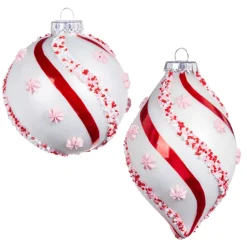 Hot The Jolly Christmas Shop Raz 4.5" Beaded Peppermint And Pink Glass Christmas Ornament 4352874