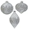 New The Jolly Christmas Shop Raz 4" Beaded Silver Glass Christmas Ornament 4422861