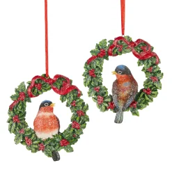 Sale The Jolly Christmas Shop Raz 4.5" Bird In Wreath Christmas Ornament 4107015