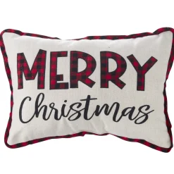 Hot The Jolly Christmas Shop Raz 20" Black And Red Plaid Merry Christmas Pillow 4045028