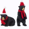 Outlet The Jolly Christmas Shop Raz 8" Black Bear With Scarf And Hat Ornament Or Figure Set Of 2 4350113
