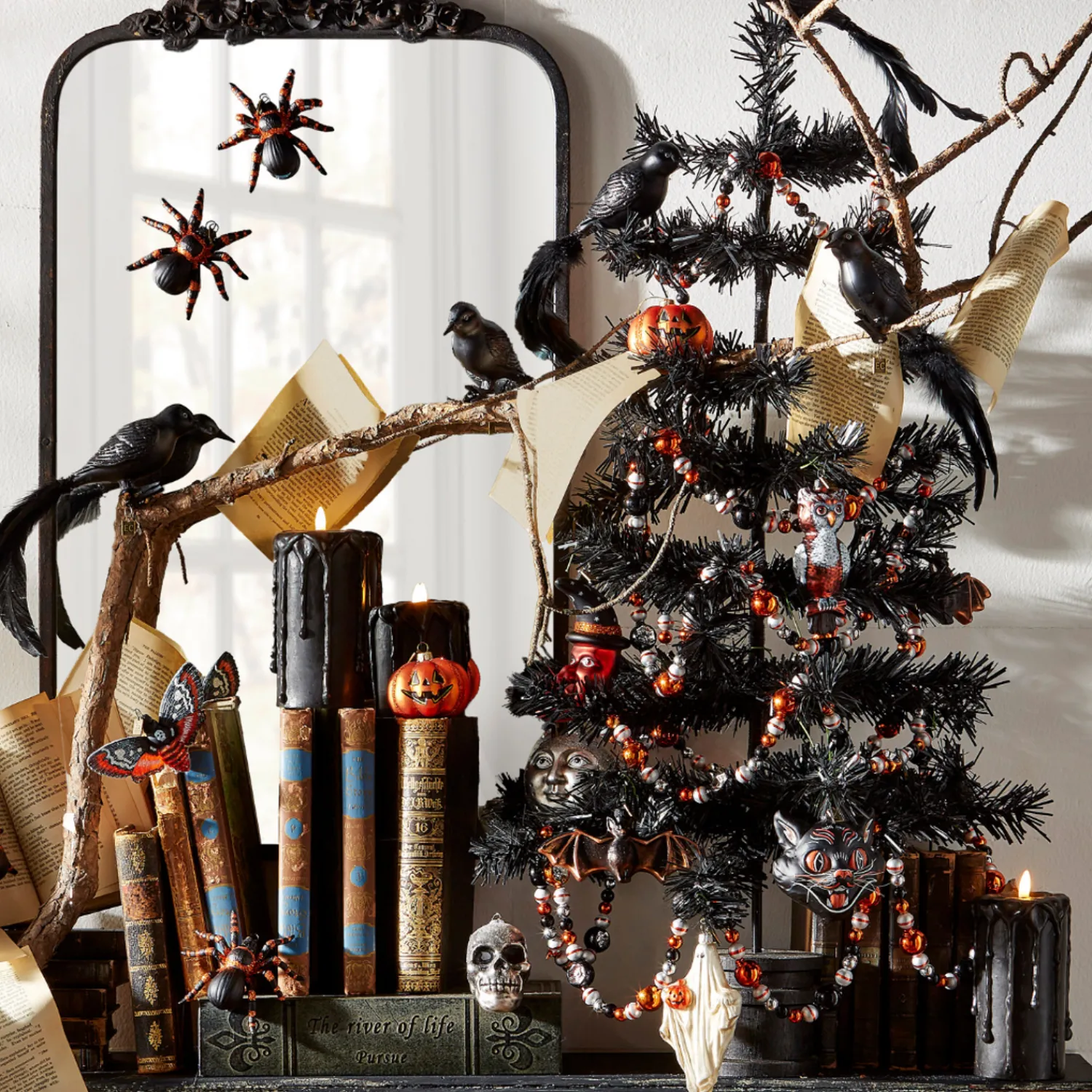 New The Jolly Christmas Shop Raz 36" Black Tinsel Bottle Brush Halloween Tree 4419075
