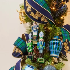 Clearance The Jolly Christmas Shop Raz 8" Black Watch Plaid And Delft Nutcracker Glass Christmas Ornaments Set Of 3 4452873