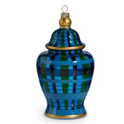 Discount The Jolly Christmas Shop Raz 6" Black Watch Plaid Ginger Jar Glass Christmas Ornament 4452875