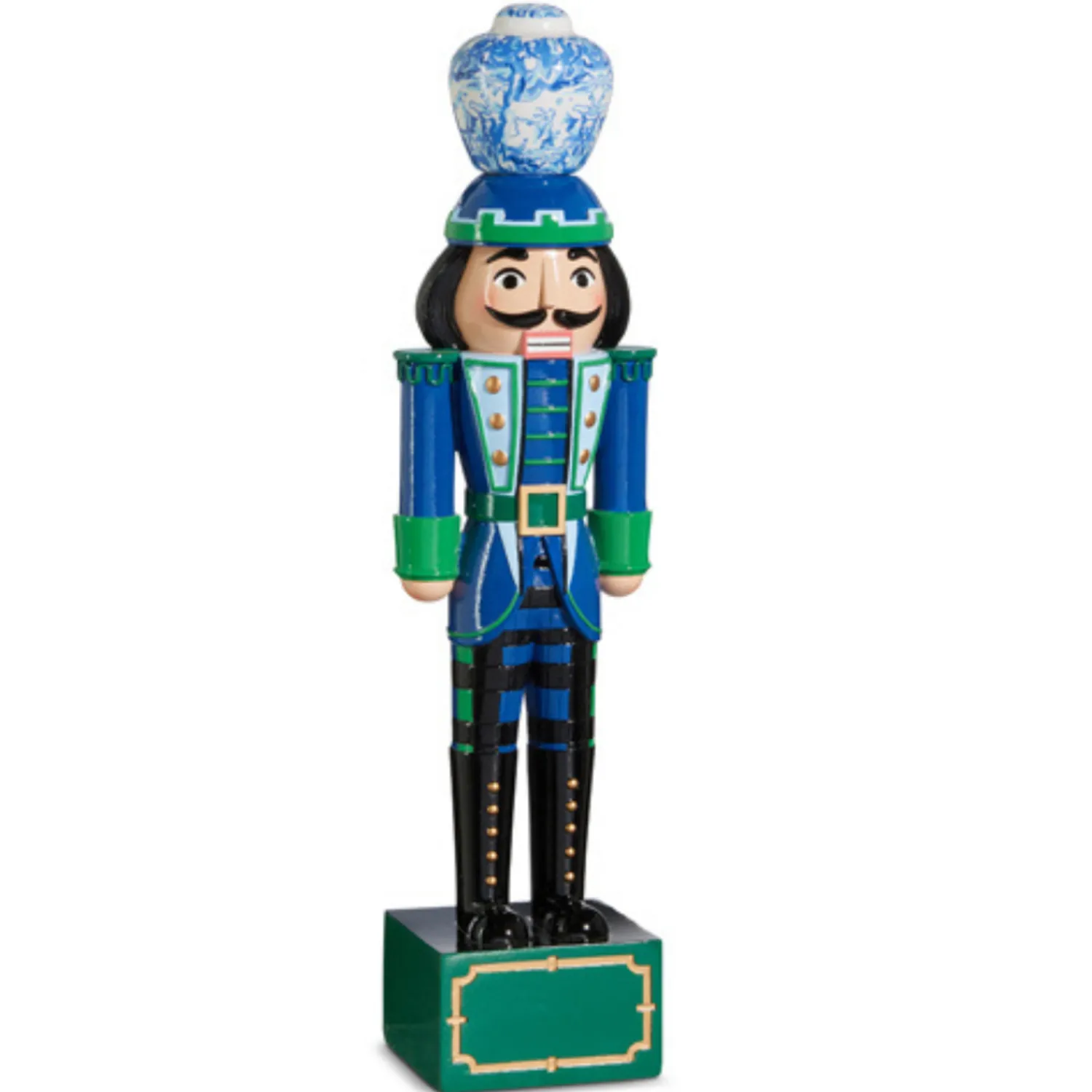 Online The Jolly Christmas Shop Raz 19" Black Watch Tartan And Delft Christmas Nutcracker Figure 4401628