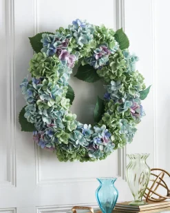 Sale The Jolly Christmas Shop Raz 24" Blue And Green Hydrangea Spring Wreath W4441809