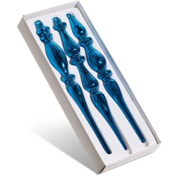 Online The Jolly Christmas Shop Raz 11" Blue Glass Finial Christmas Ornaments Box Of 3 4422885