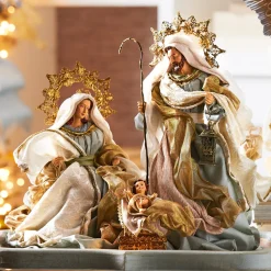 Clearance The Jolly Christmas Shop Raz 16.5" Blue Holy Family Christmas Nativity Decoration 4310660