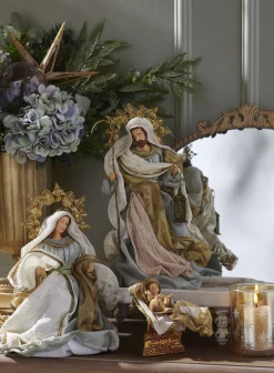 Clearance The Jolly Christmas Shop Raz 16.5" Blue Holy Family Christmas Nativity Decoration 4310660
