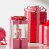 New The Jolly Christmas Shop Raz 7.75" Blushing Pink Christmas Present Water Globe With Nutcracker 4400758