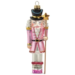 New The Jolly Christmas Shop Raz 6" Blushing Pink Nutcracker Glass Christmas Ornament 4452879