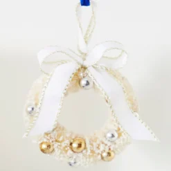 Discount The Jolly Christmas Shop Raz 5.5" Bottle Brush Ivory And Gold Wreath Christmas Ornament 4319150