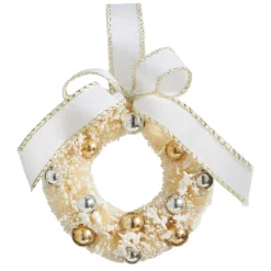 Discount The Jolly Christmas Shop Raz 5.5" Bottle Brush Ivory And Gold Wreath Christmas Ornament 4319150