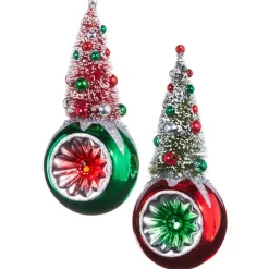 The Jolly Christmas Shop Raz 7.25" Bottle Brush Tree Reflector Glass Christmas Ornament 4352870