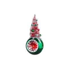 The Jolly Christmas Shop Raz 7.25" Bottle Brush Tree Reflector Glass Christmas Ornament 4352870