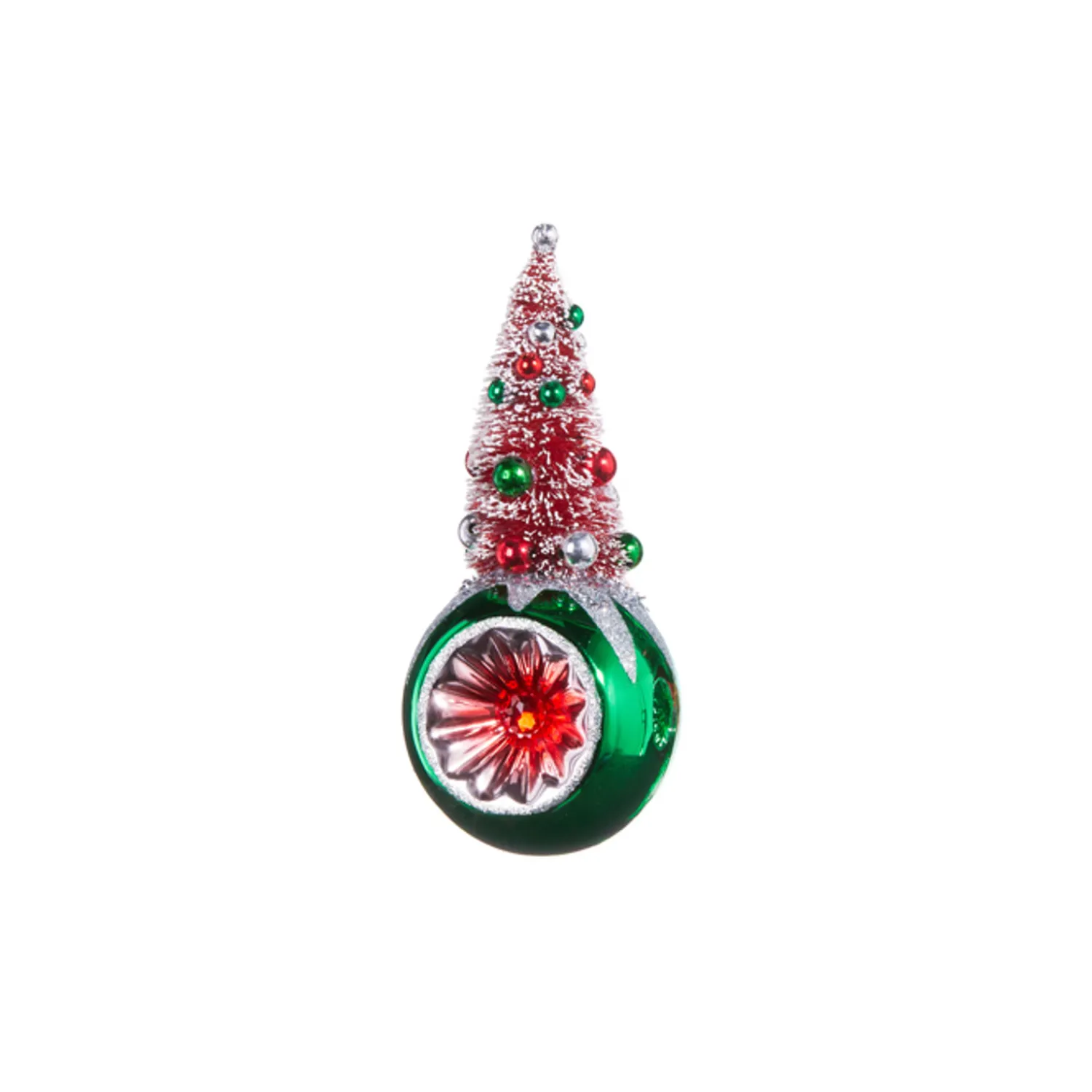 The Jolly Christmas Shop Raz 7.25" Bottle Brush Tree Reflector Glass Christmas Ornament 4352870