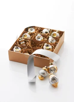 Clearance The Jolly Christmas Shop Raz 2" Box Of 12 Champagne And Silver Vintage Christmas Ornament Set 4320927