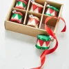 Hot The Jolly Christmas Shop Raz 2" Box Of 6 Drum Glass Christmas Ornament 4322835