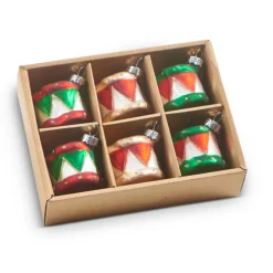 Hot The Jolly Christmas Shop Raz 2" Box Of 6 Drum Glass Christmas Ornament 4322835