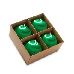 Hot The Jolly Christmas Shop Raz 4" Box Of 4 Green Satin Ball Vintage Inspired Christmas Ornaments 4332733