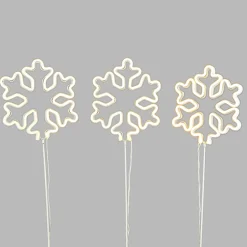 Best The Jolly Christmas Shop Raz 24.5" Box Of 3 Lighted Snowflake Stakes Christmas Decor L4240608