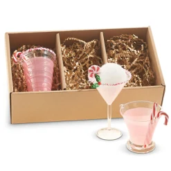 The Jolly Christmas Shop Raz 5.25" Box Of 3 Peppermint Cocktail Glass Christmas Ornaments 4320914