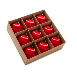 New The Jolly Christmas Shop Raz 3" Box Of 9 Red Satin Ball Christmas Ornaments 4332729