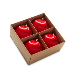 Best The Jolly Christmas Shop Raz 4" Box Of 4 Red Satin Ball Vintage Inspired Christmas Ornaments 4332732